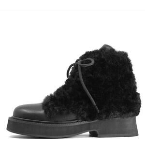 NEW ROAM women's cloud moto lace up boots in black